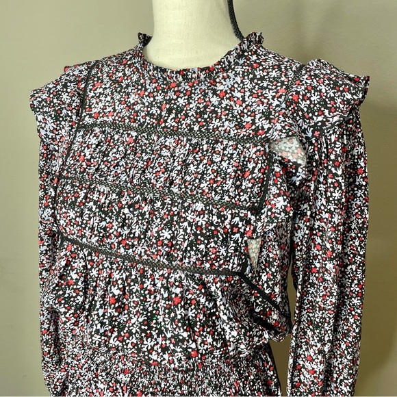 Rails Faren Long Sleeve Mini Dress Midnight Meadow Floral Peasant Extra Small - Picture 4 of 10